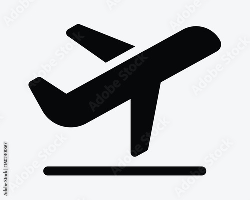 Plane Take Off Departure Airport Areoplane Airplane Aircraft Travel Jet Aviation Aircraft Black White Icon Sign Symbol Vector Illustration Artwork