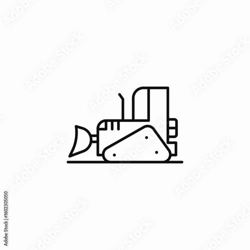 tracked bulldozer side icon sign vector