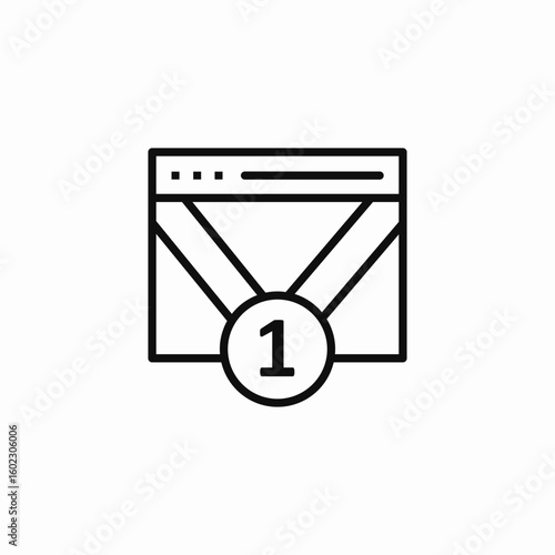webpage medal number one icon sign vector