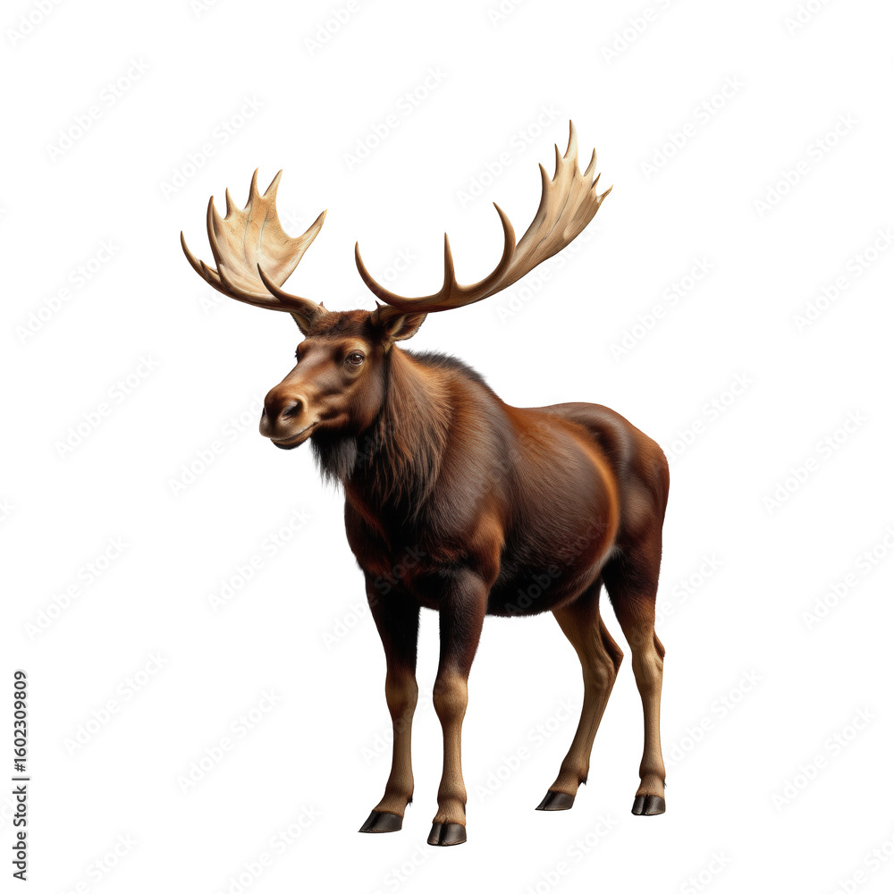 Fototapeta premium Majestic Moose Standing Proudly in Nature with Antlers Displayed