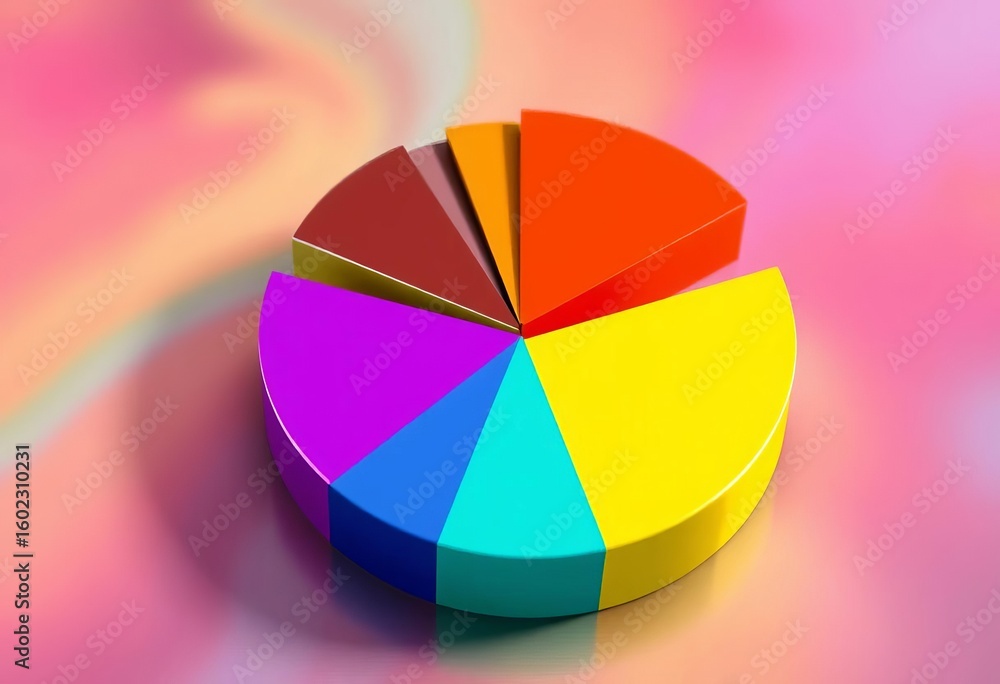 Fototapeta premium Pie chart showing a significantly larger slice representing a dominant market share, winning, chart