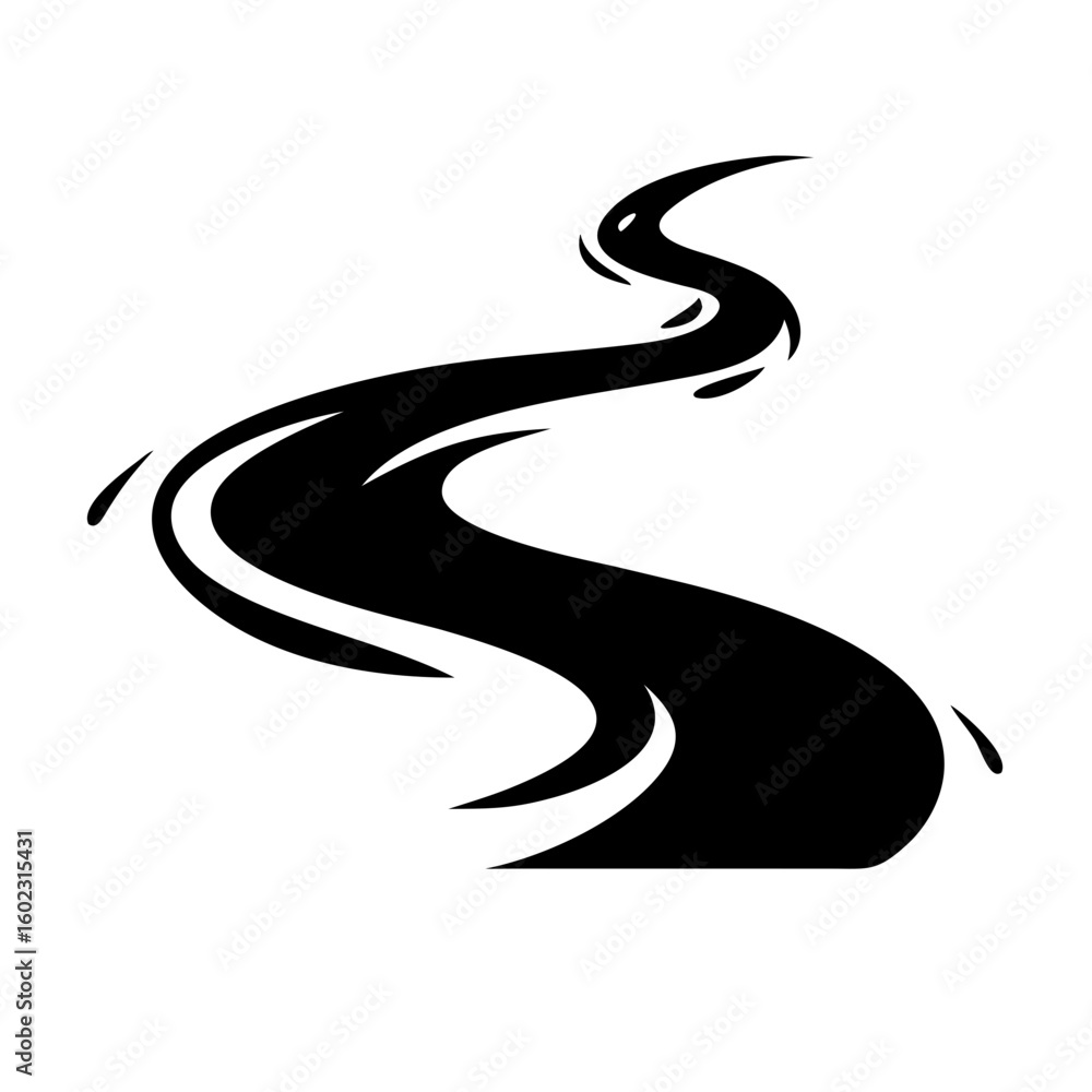 Fototapeta premium Abstract black snake like stream winding through a design icon vector