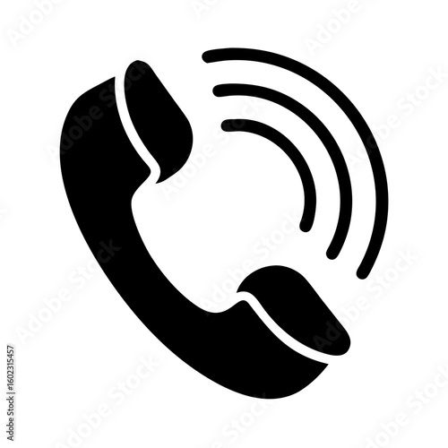 Ringing Telephone Handset Icon Symbolizing Communication and Connection in Black Silhouette icon vector