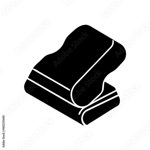 Stacked Towel Set in Isometric View, Solid Black Silhouette Style Illustration icon vector