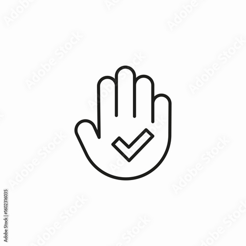 open hand check mark icon sign vector