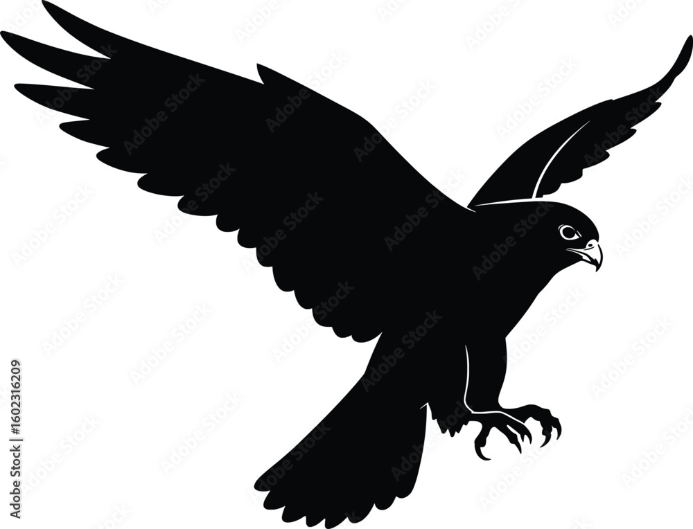Obraz premium Eagle Vector Illustration, Wildlife Art, Black Silhouette