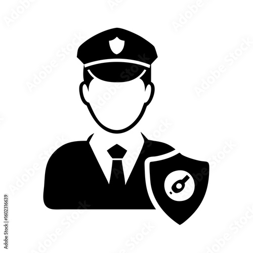 Security guard providing protection and secure environment with a guard shield icon vector