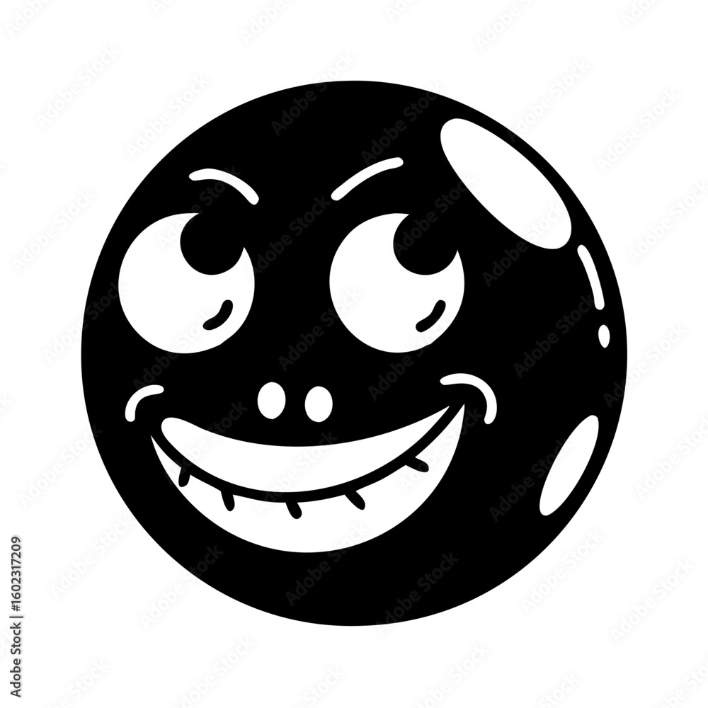 Fototapeta premium Happy Smiley Face Cartoon Character with Exaggerated Features and Retro Style icon vector