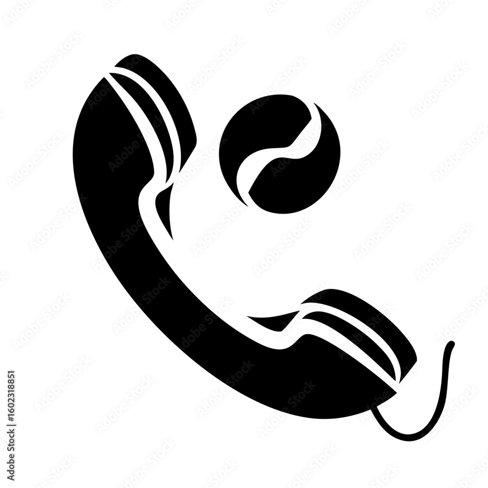 Simple graphic of a phone receiver with sound wave or ring indicator icon vector Simple graphic of a phone receiver with sound wave or ring indicator icon vector