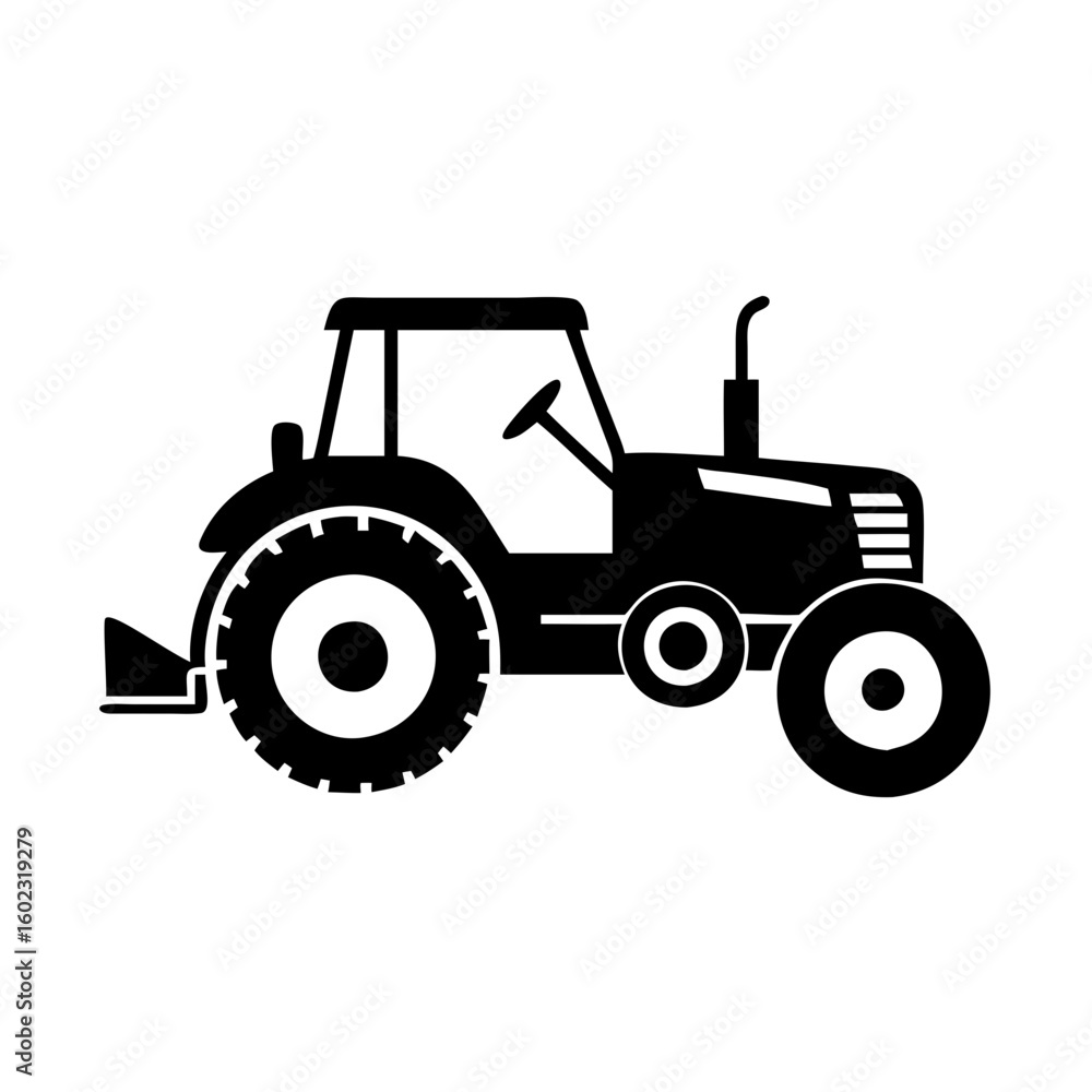 Monochrome tractor icon representing agricultural equipment and machinery for farming icon vector Monochrome tractor icon representing agricultural equipment and machinery for farming icon vector