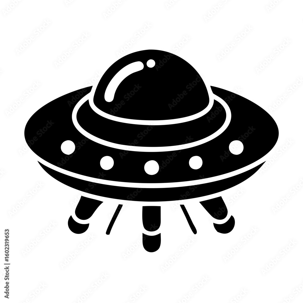Retro UFO Icon with Beams and Dome for Space Exploration Illustration icon vector Retro UFO Icon with Beams and Dome for Space Exploration Illustration icon vector