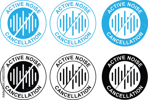Active Noise Cancellation Label – Sound Block Icon for Audio Products