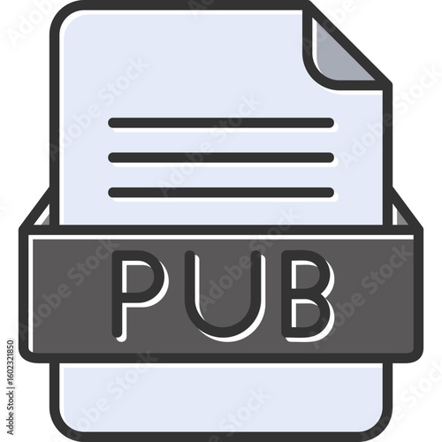 PUB File Format Vector Icon Design