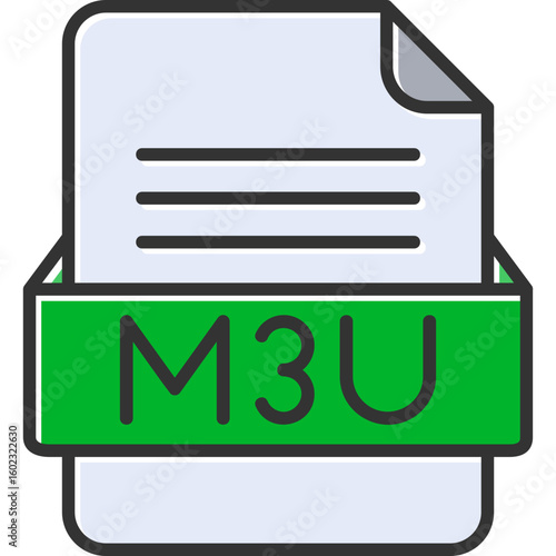 M3U File Format Vector Icon Design