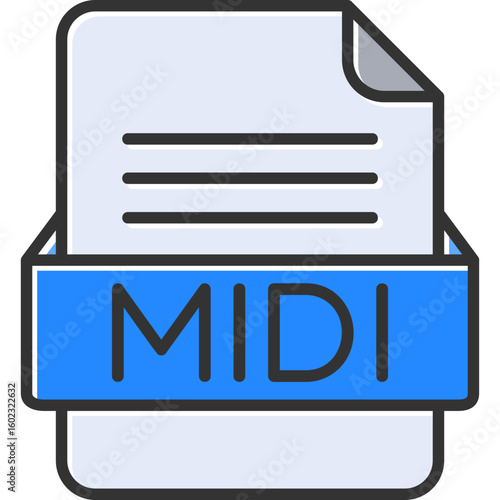 MIDI File Format Vector Icon Design