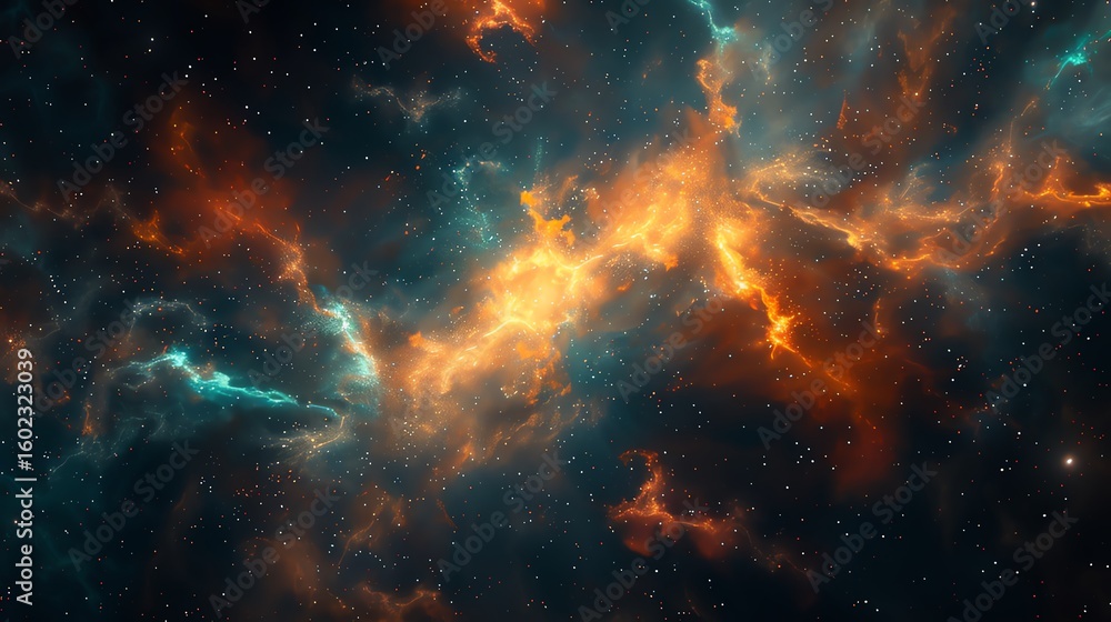 Fototapeta premium Vivid cosmic nebula in deep space scenery.