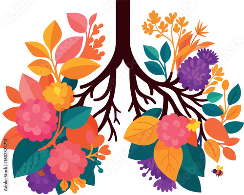 lung with seamless floral pattern