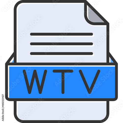 WTV File Format Vector Icon Design