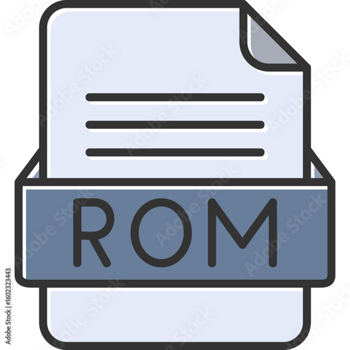 ROM File Format Vector Icon Design