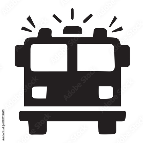 Black Silhouette Fire Trucks Art Images, Print