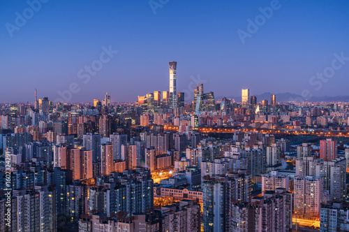 Photography Beijing CBD night view at dawn