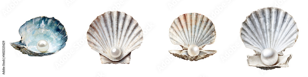 Obraz premium Pearl in Seashell Collection: Elegant Jewelry Gift and Marine Treasure of the Sea