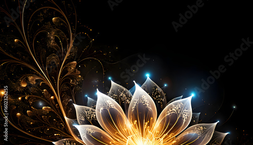 Wallpaper Mural A glowing floral design with intricate patterns against a dark background. Torontodigital.ca