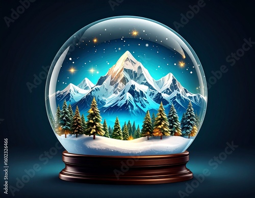 christmas tree and snow globe