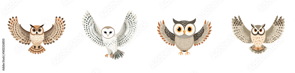 Obraz premium Owl Collection: Adorable Bird Illustration for Children and Nature Designs