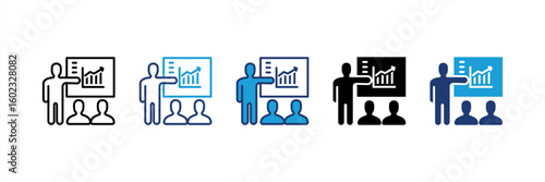 Training icon set multiple style collection