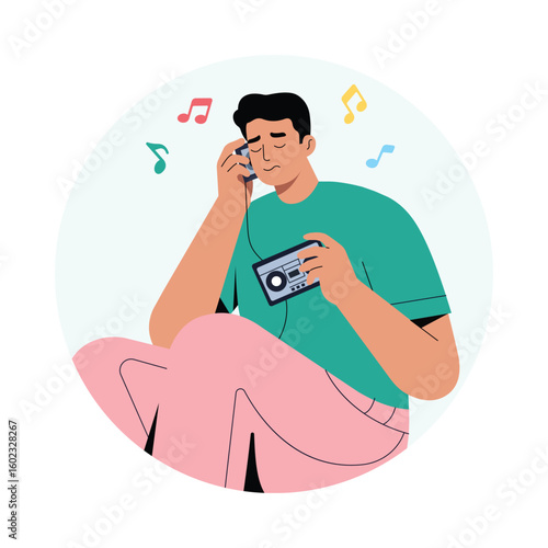 Playing Wind Instrument Vector  illustration. EPS 10 file