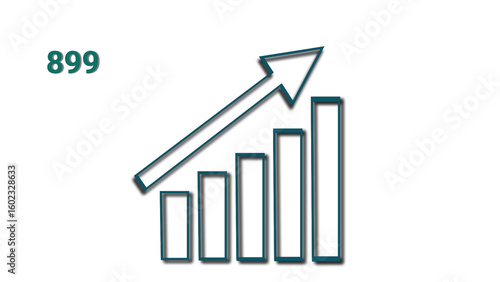 Business Growth Arrow AND Bar Chart Animation. Financial Infographic Template