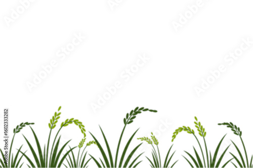 Delicate rice plants swaying gently, a symbol of growth and abundance in minimalist style, originally a vector