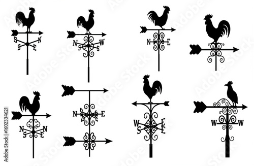 vector silhouette of weather vane on white background . Generative AI
