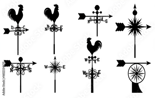 vector silhouette of weather vane on white background . Generative AI
