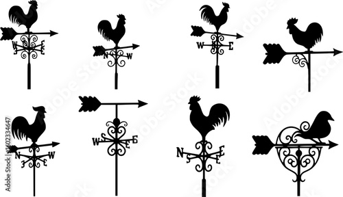 vector silhouette of weather vane on white background . Generative AI
