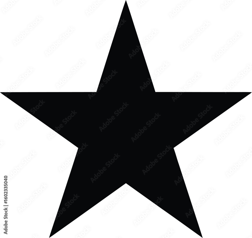 Fototapeta premium A single black five pointed star centered on a white background in a minimalist simple graphic design