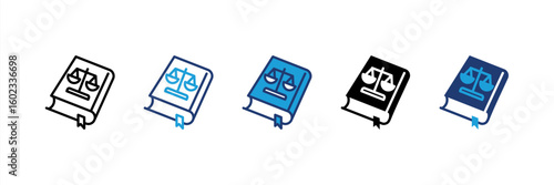 Law Book icon set multiple style collection