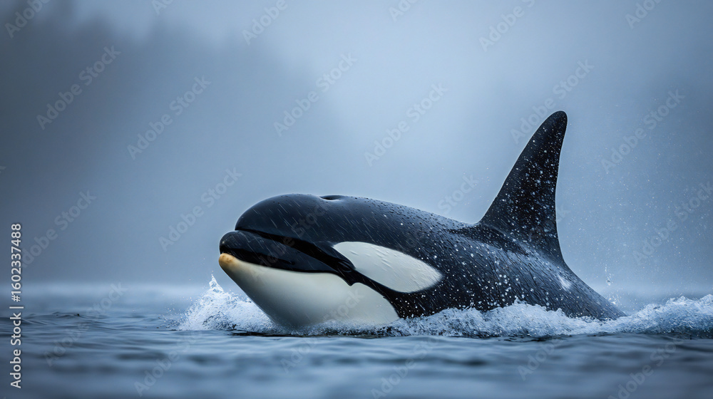 Fototapeta premium Majestic Killer Whale Swimming in Ocean Waters Orcinus Orca