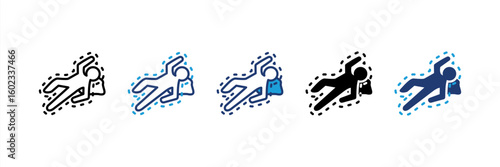 Crime Scene icon set multiple style collection