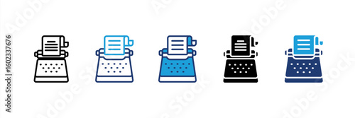 Stenographer icon set multiple style collection