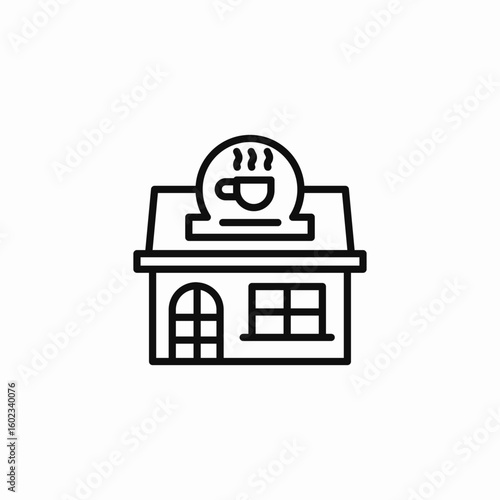 coffee shop building icon sign vector