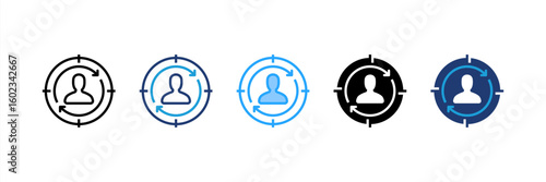 Retargeting icon set multiple style collection