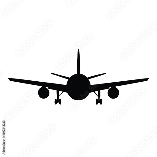 Airplane Vector Illustration Simple Commercial Aviation Design in Silhouette Style silhouette
