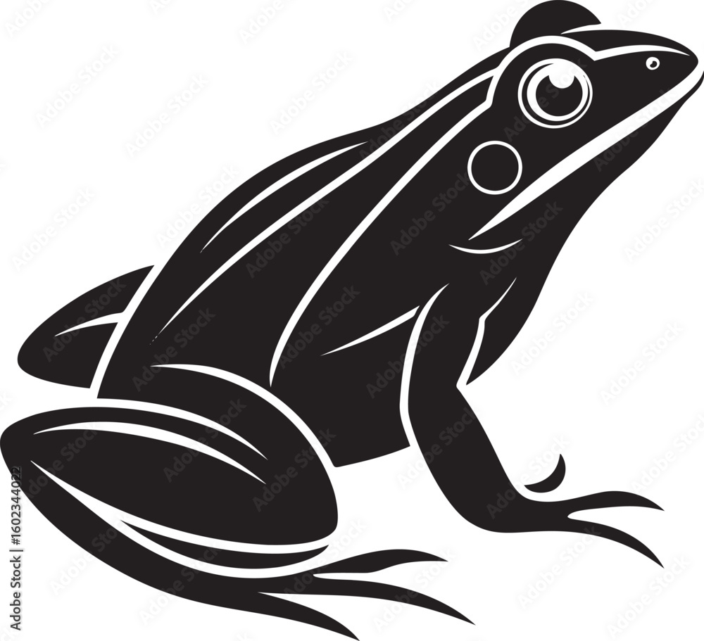 Obraz premium Black frog silhouette with white accents amphibian