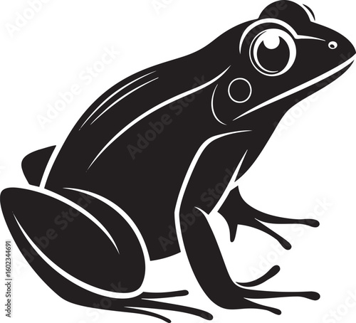 Black frog with white accents amphibian illustration
