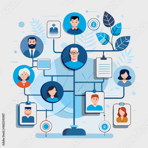 Templates for visualizing family history or business structures.