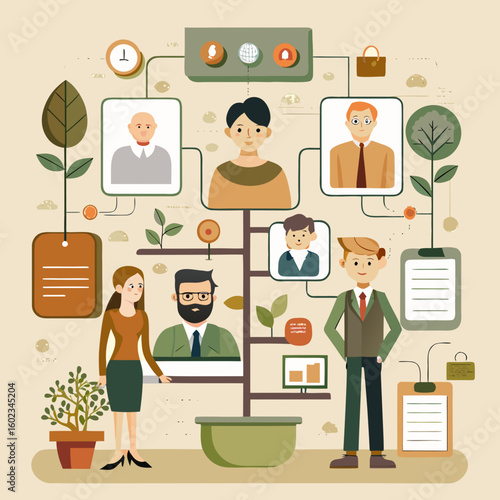 Templates for visualizing family history or business structures.