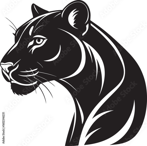 Black panther head profile stylized big cat feline