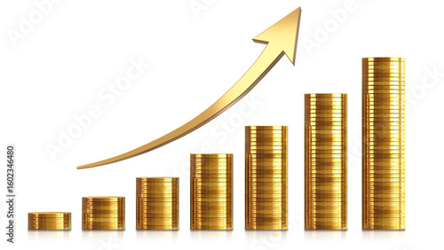 Incremental diagram of golden coins.
Gold Coin with Alpha and Green Screen